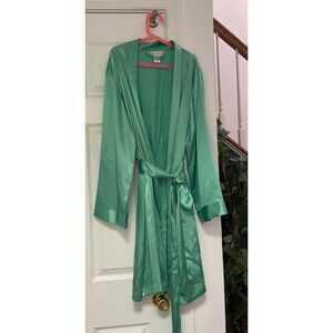 Morgan Taylor Intimates Satin Robe Mint Green Short Wrap Robe Size Medium